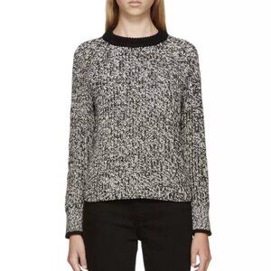 Rag & Bone Black & White Crew Neck Wool Blend Knit Sweater